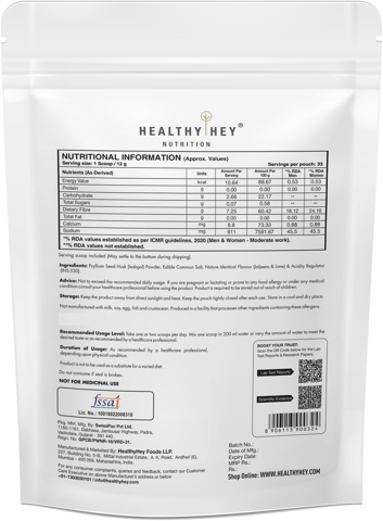 HealthyHey Nutrition Psyllium Husk 99% - Fibre Support - Jaljeera Flavour (400 gms)