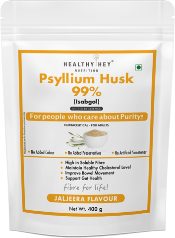 HealthyHey Nutrition Psyllium Husk 99% - Fibre Support - Jaljeera Flavour (400 gms)